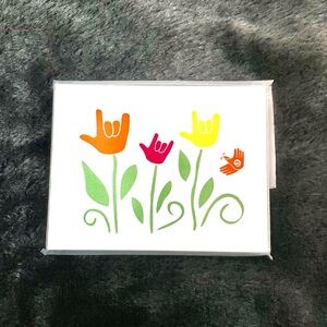 Sign Language/ ASL I Love You Flower Greeting  Cards (Pack Of 10/with Envelopes)